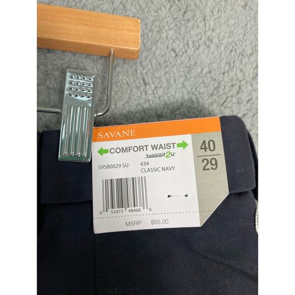 Savane Men's Chino Pants Size 40‎ Blue Straight Leg Wrinkle Free NEW NWT - Picture 7 of 12